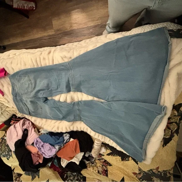 Free People Blue Flare Wide Leg Jeans - Picture 3 of 6